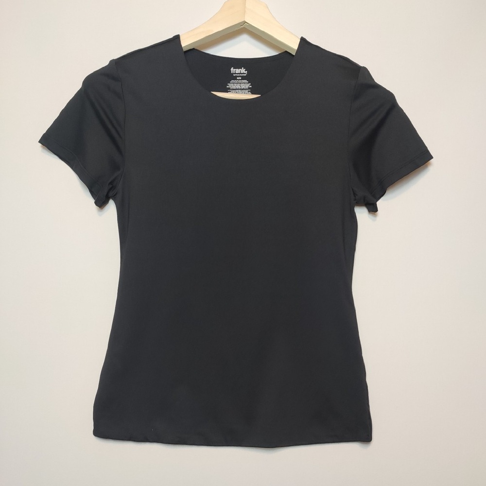Frank And Oak Short Sleeve Crewneck Stretch Tee Black Size Medium